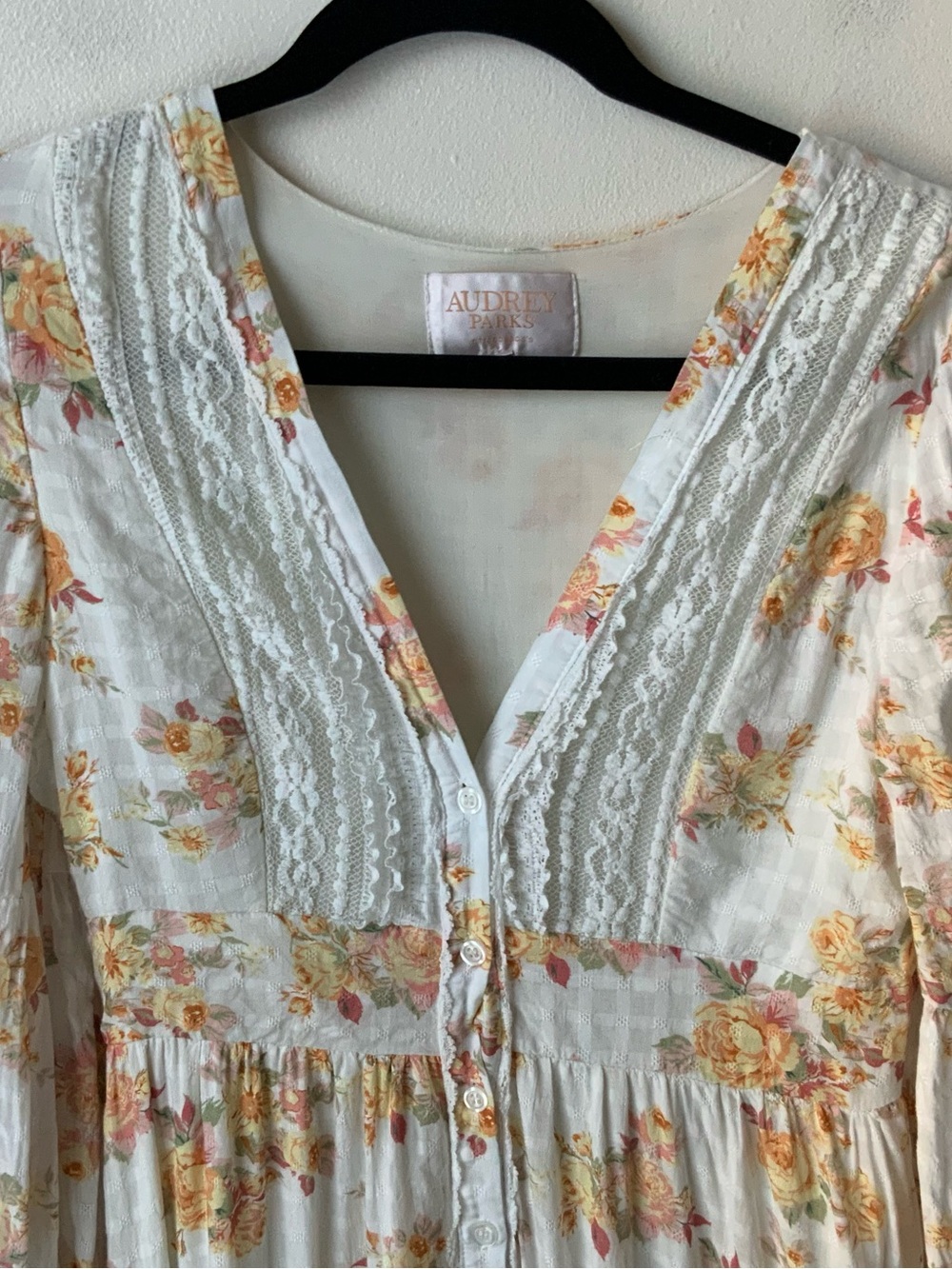 AUDREY PARKS FRANCESCA’S Floral Maxi Dress in Cream and Yellow - Boho V-Neck - Picture 5 of 13